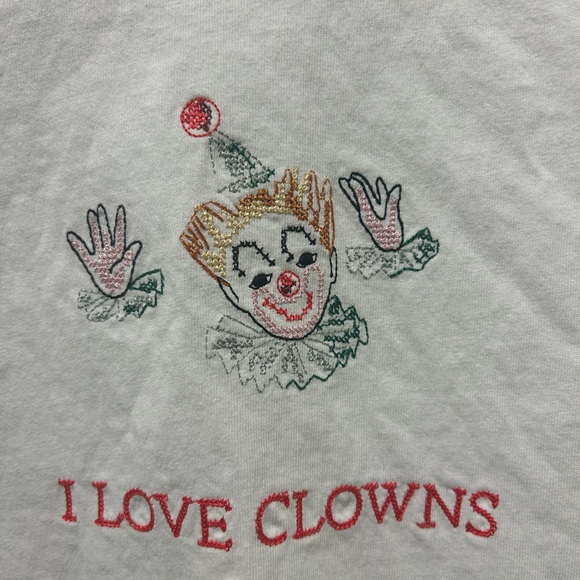 Fashion Brand Company White T-Shirt with Clown Embroidery - Picture 2 of 3